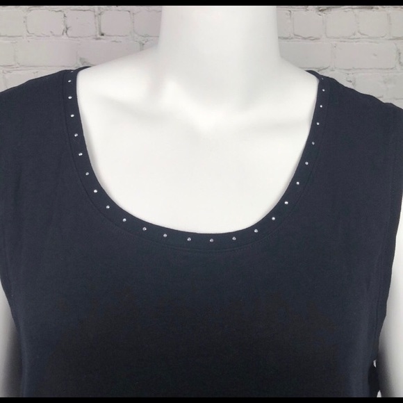 Karen Scott Core Knit Tank Top w/Silver Studs NWT - Picture 3 of 8